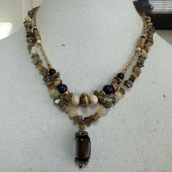 Two polished stone neutral vibe necklaces - Picture 1 of 8